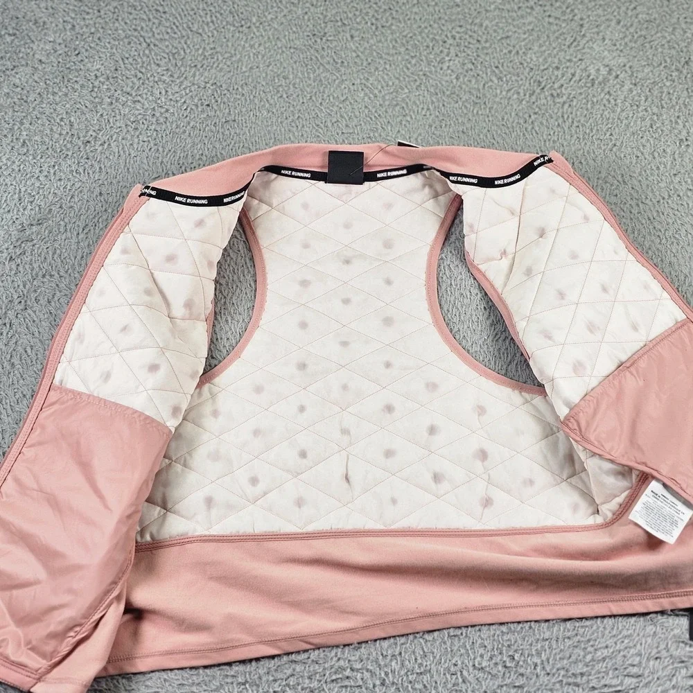 Nike Aerolayer Running Vest Womens‎ Medium Pink Quilted Full Zip Jacket
